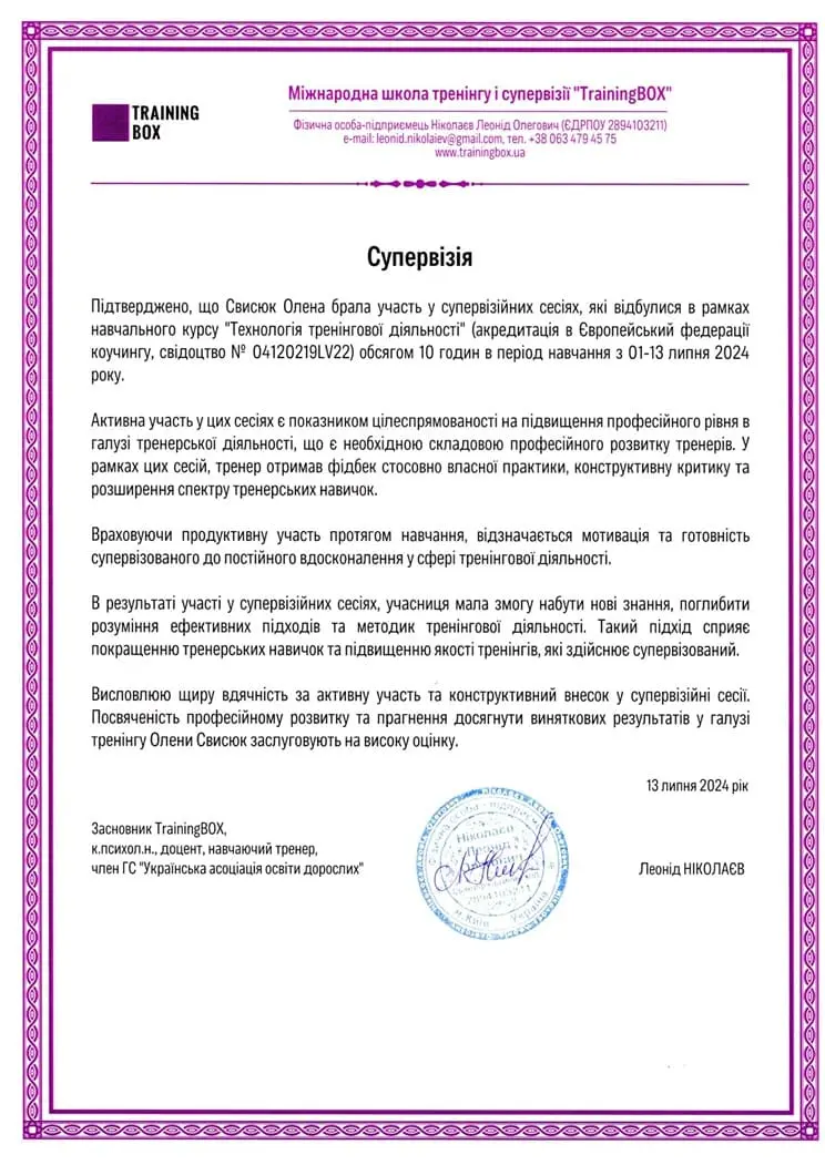 До сертифікату тренера 2024